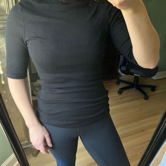Michael Stars Ribbed Turtleneck Black OS - Picture 3 of 7